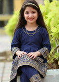 Beautiful Girls frock with embroided capri trouser