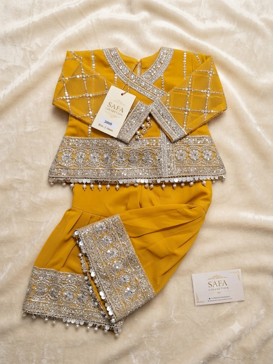 Safa collection, Girls full embroidery top with sharara